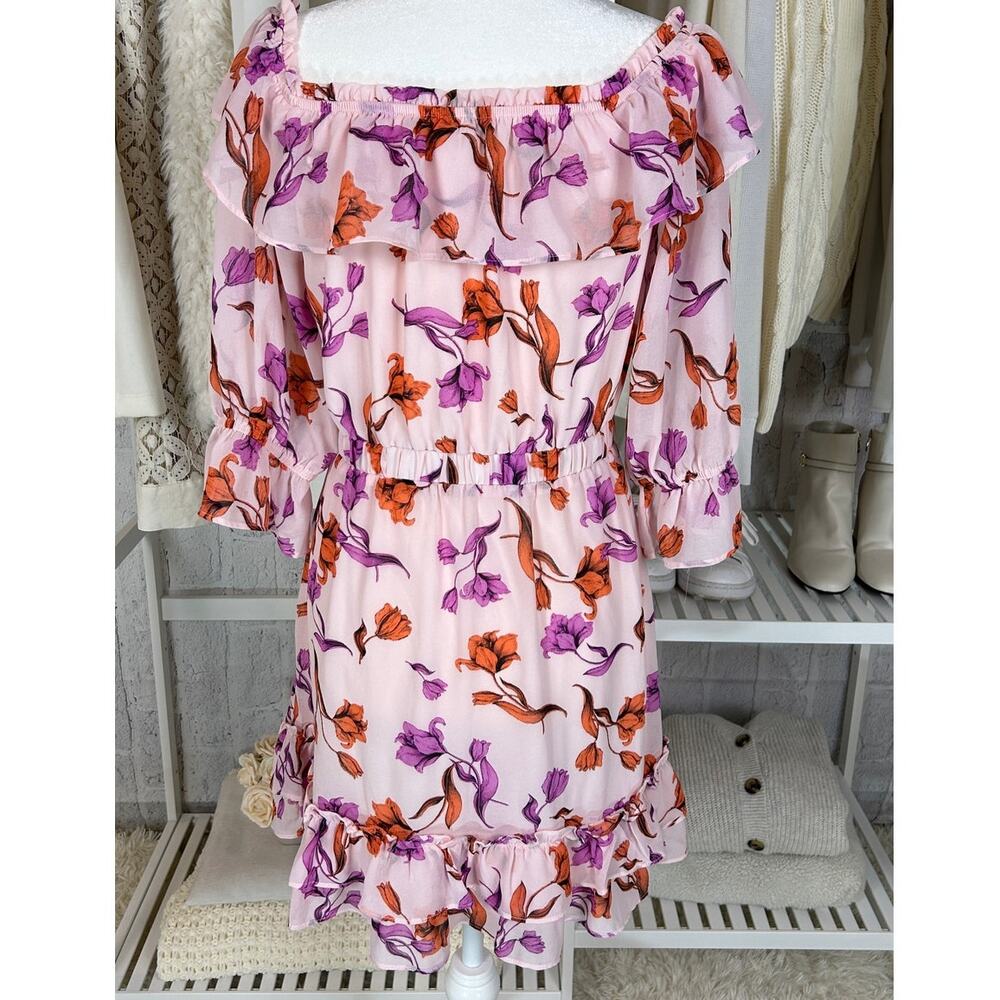 Lost + Wonder Women's Size S Pink Floral Ruffle Off the Shoulder Dress #0236 - Picture 4 of 10